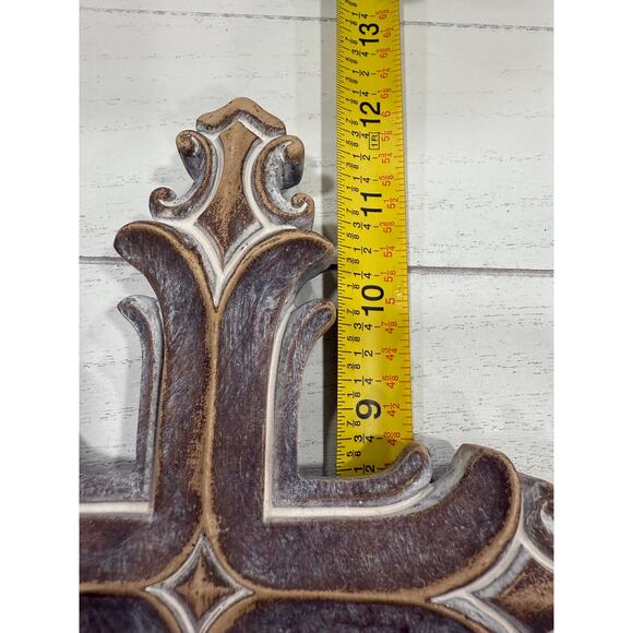Brown Wall Cross MDF Carved Design Farmhouse Christian Decor 12” x 8” - Picture 4 of 5